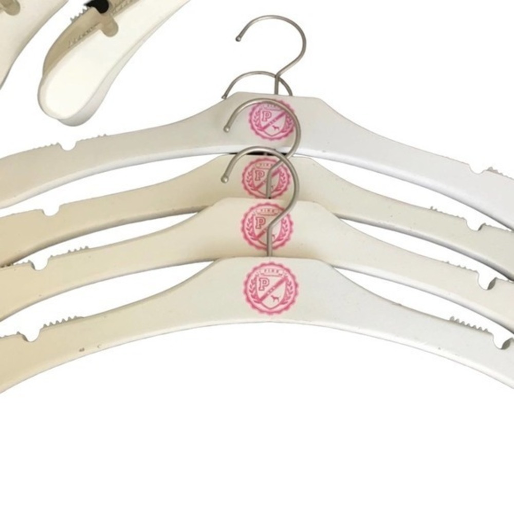 Authentic Victoria Secret Pink White Hangers Set of 4